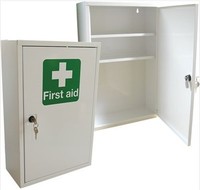 Large white metal first aid boxes