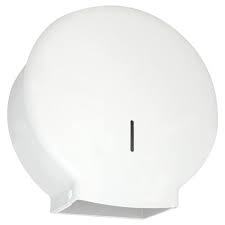 White plastic Mini & jumbo toilet roll dispenser
